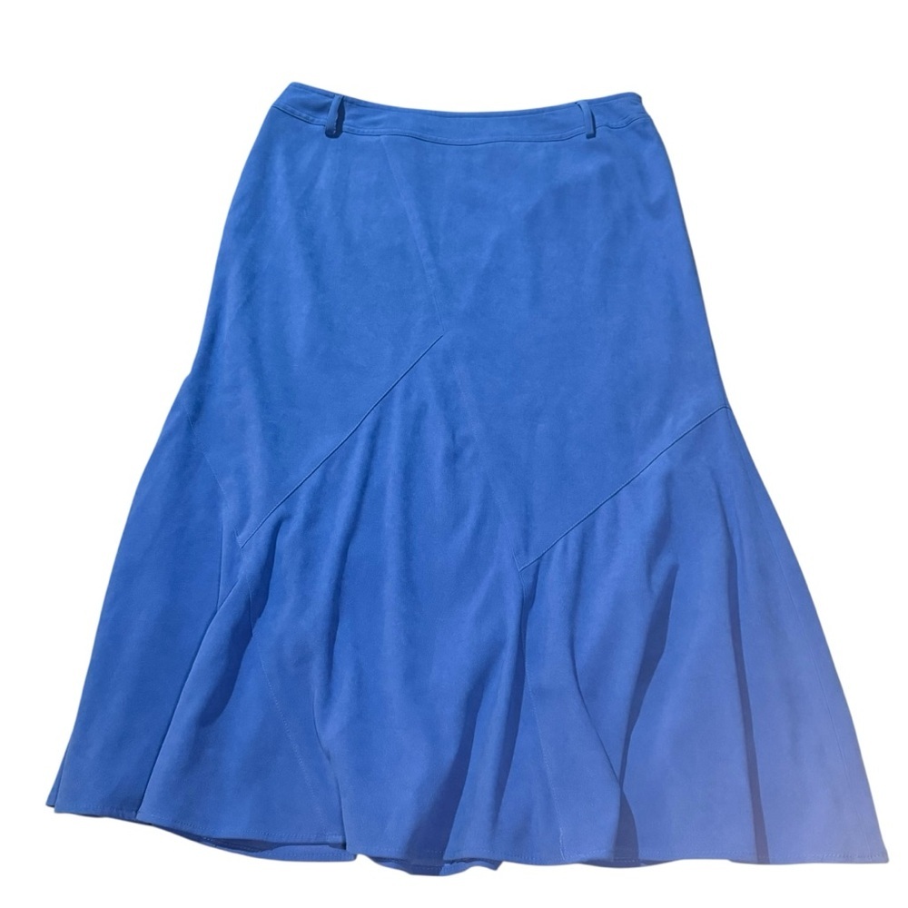 Size 14 Blue Elegant Flowy Midi Skirt Pull On Stretch Graduation WeddingWestern